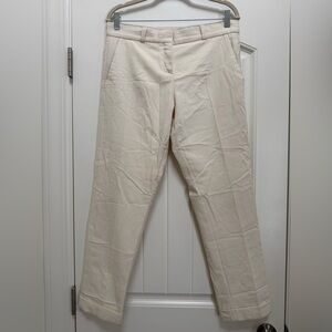 Maje Tailored Straight Leg Cuffed Ankle Trousers, Cream/Off-white